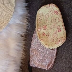 Ipsy cosmetic bag bundle pink glitter yellow travel stamp set case